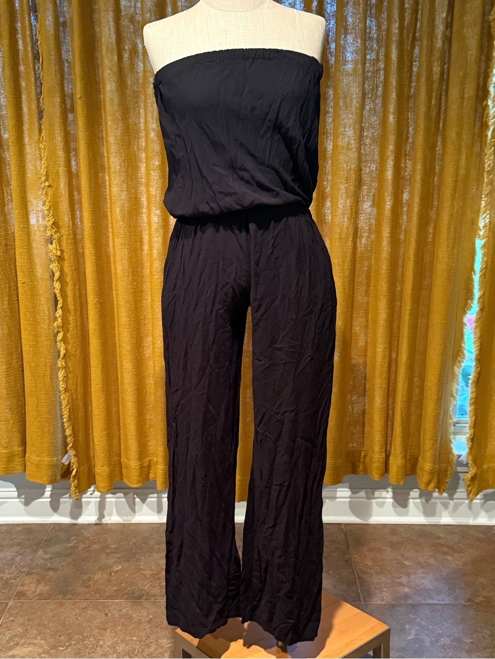 Elan Strapless Black Straight-Leg Jumpsuit